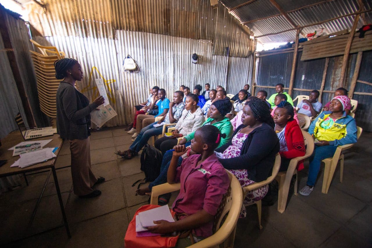 A skills training session underway in Kibera, Nairobi